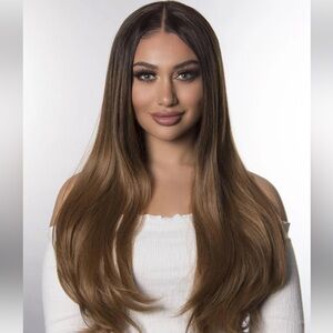 BELLAMI MAYA DARK BROWN OMBRÉ SYNTHETIC LACE FRONT CAP WIG 26 INCHES LONG NWT